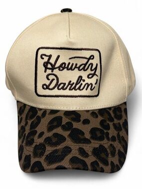 Leopard Print Howdy Darlin SnapBack Trucker Hat Y2K Western Cowgirl Boho Summer